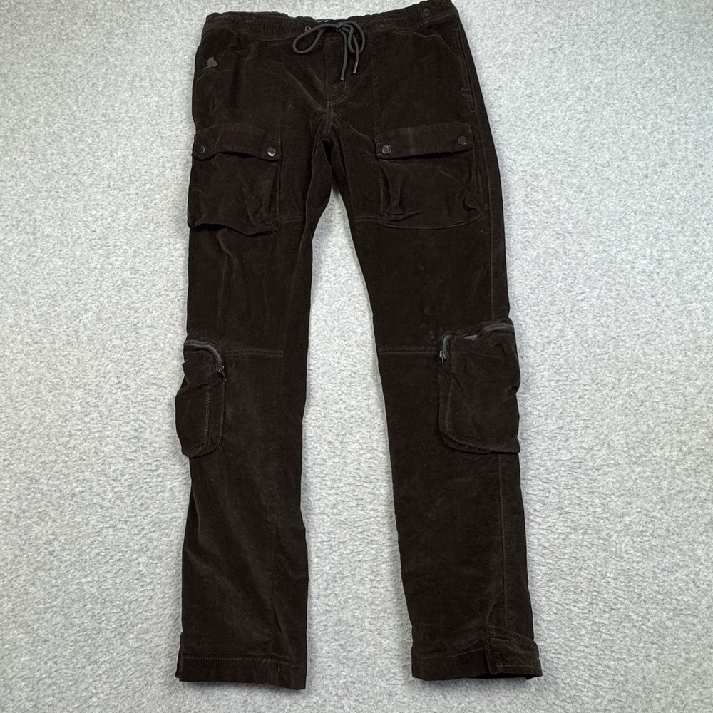 Kuwalla Tee Corduroy Cargo Utility‎ Pants Mens Large Coffee Brown Drawstring